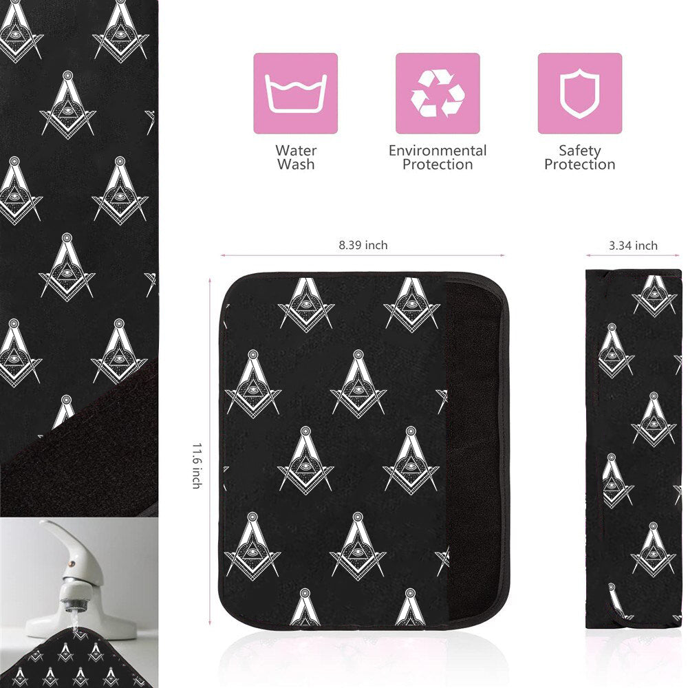 Master Mason Blue Lodge Seatbelt Cover - White & Gold - Bricks Masons