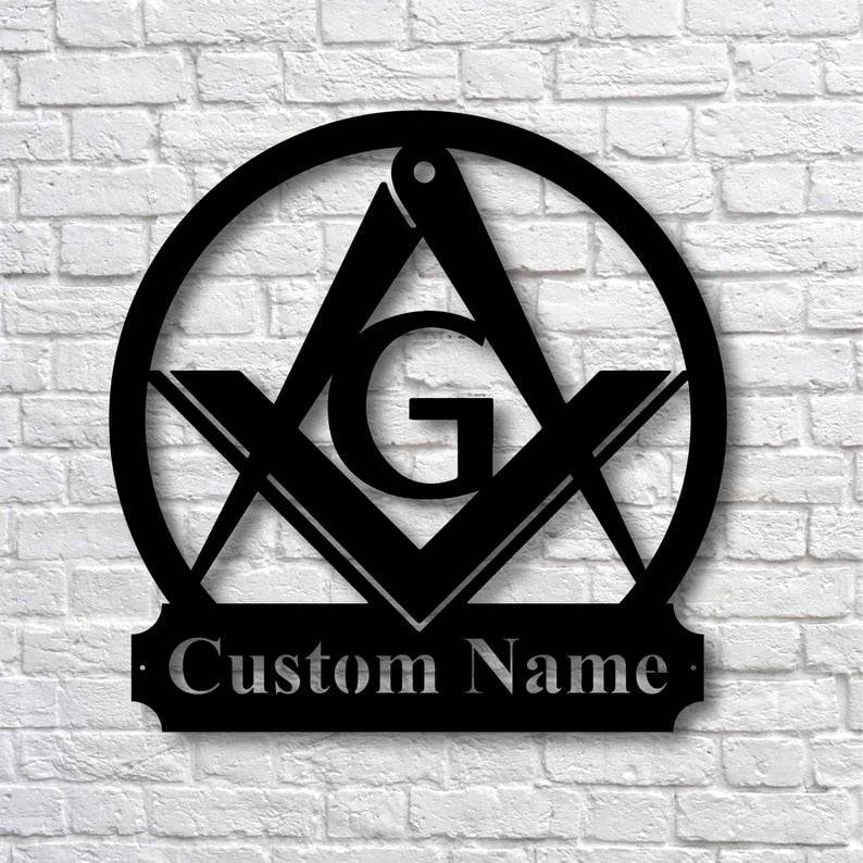 Master Mason Blue Lodge Wall Monogram - Wooden Art - Bricks Masons