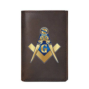 Master Mason Blue Lodge Wallet - Genuine Leather Square and Compass G With Credit Card Holder - Bricks Masons