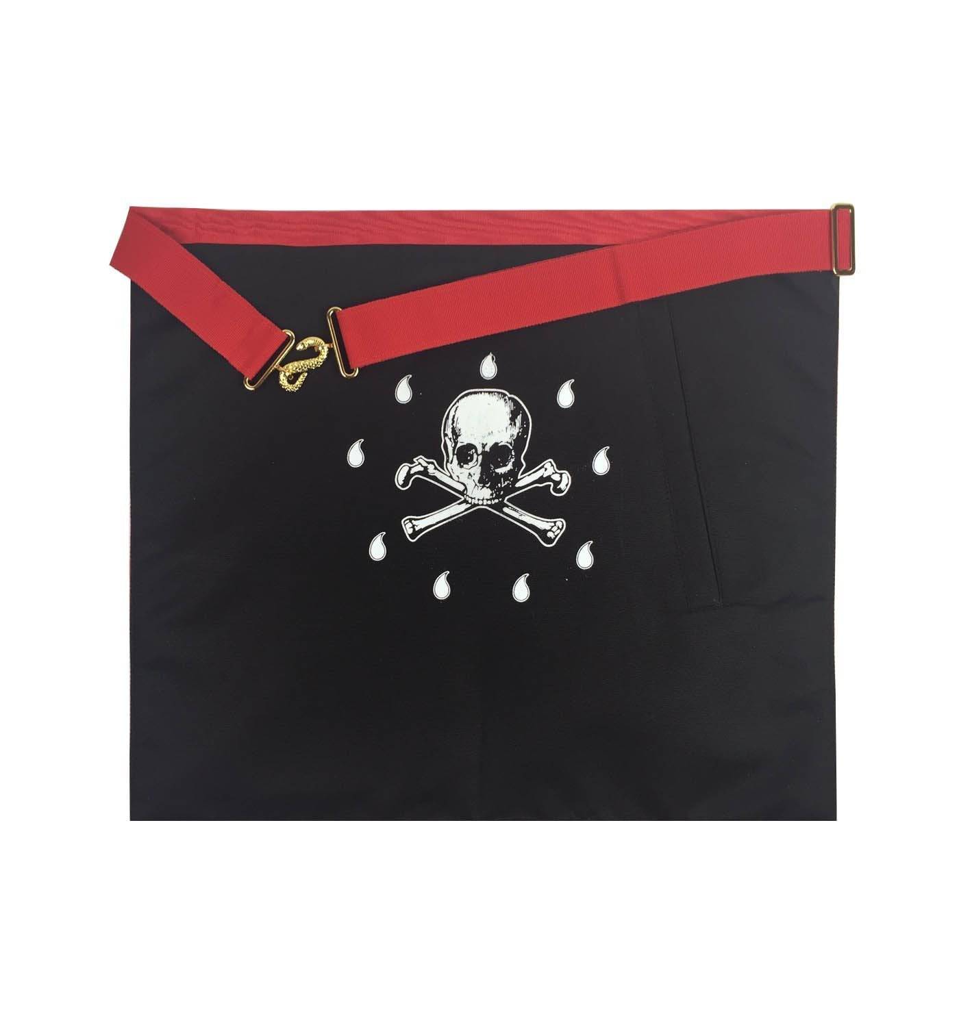 Master Mason Scottish Rite Apron - White & Red Moire with Fringe - Bricks Masons