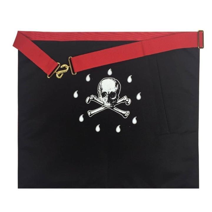 Master Mason Scottish Rite Apron - White & Red Moire with Gold Fringe - Bricks Masons