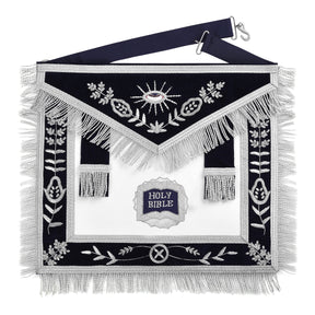 Officers Blue Lodge Officer Apron Set - Navy Velvet Machine Embroidery (Set of 14) - Bricks Masons