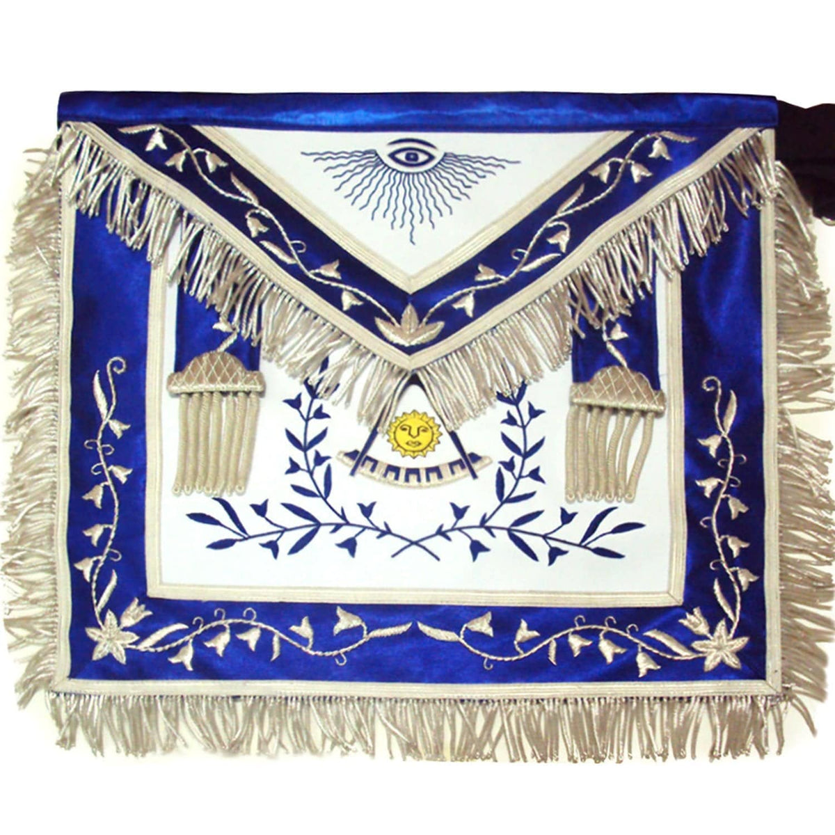 Past Master Blue Lodge Apron - Blue Silk - Bricks Masons