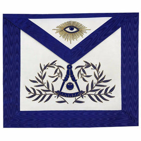 Past Master Blue Lodge Apron - Bullion Blue & Gold Hand Embroidery - Bricks Masons