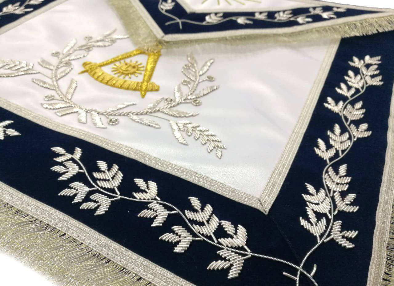 Past Master Blue Lodge Apron - Dark Blue Velvet - Bricks Masons