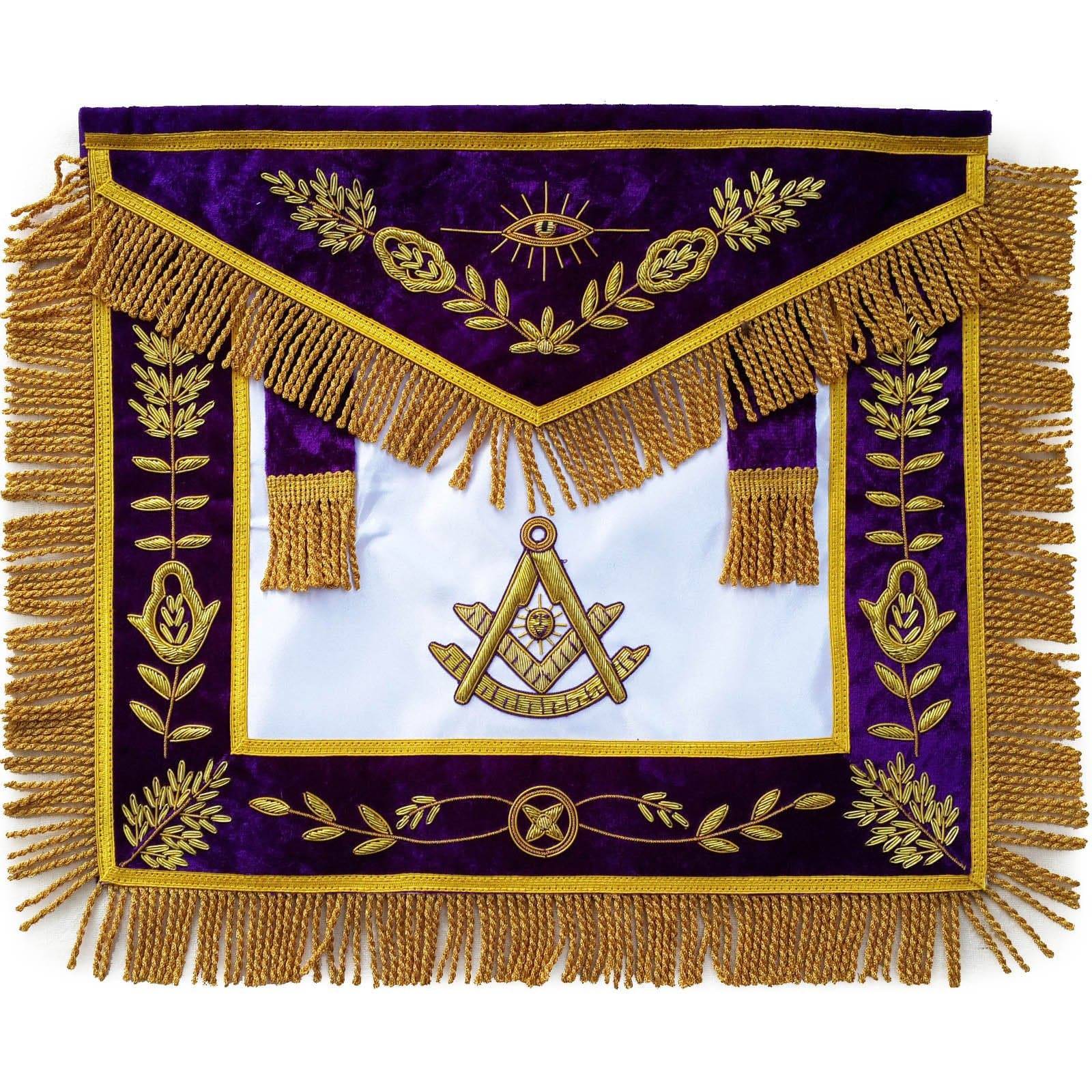 Past Master Blue Lodge Apron - Purple Velvet - Bricks Masons