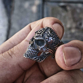 Widows Sons Ring - Silver Black Skull Stainless Steel