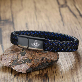 Master Mason Blue Lodge Bracelet - Magnetic Genuine Leather