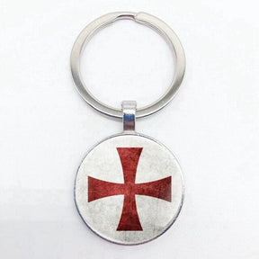 Knights Templar Keychain - Red Cross On White Background