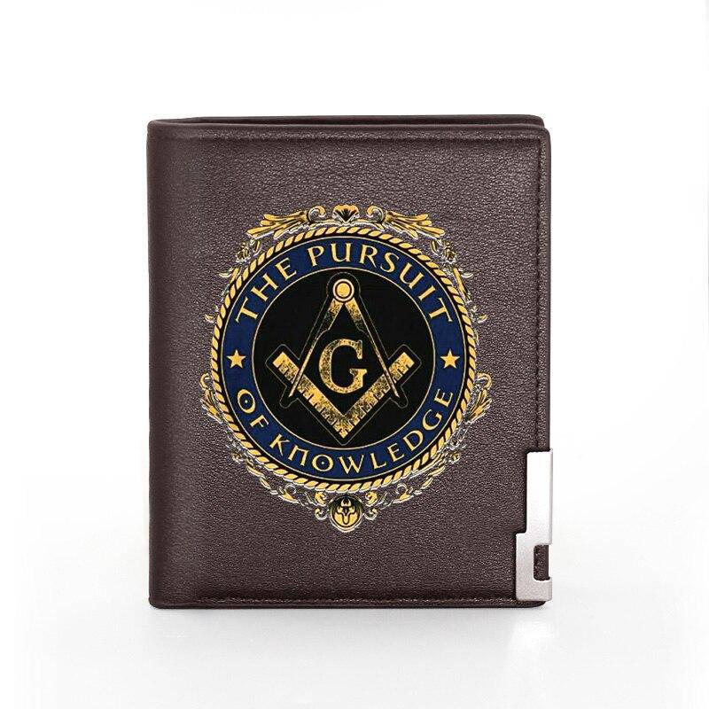 Master Mason Blue Lodge Wallet - Compass Square With G with Credit Card Holder (black, brown)