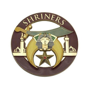 Shriners Car Emblem - 3" Minarets (White/Red/Green) Medallion