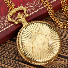 Master Mason Blue Lodge Pocket Watch - Square Compass G Gold