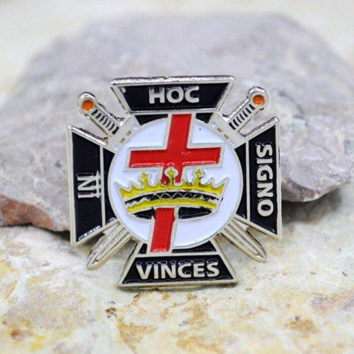 Knights Templar Commandery Lapel Pin - IN HOC SIGNO VINCES - Silver