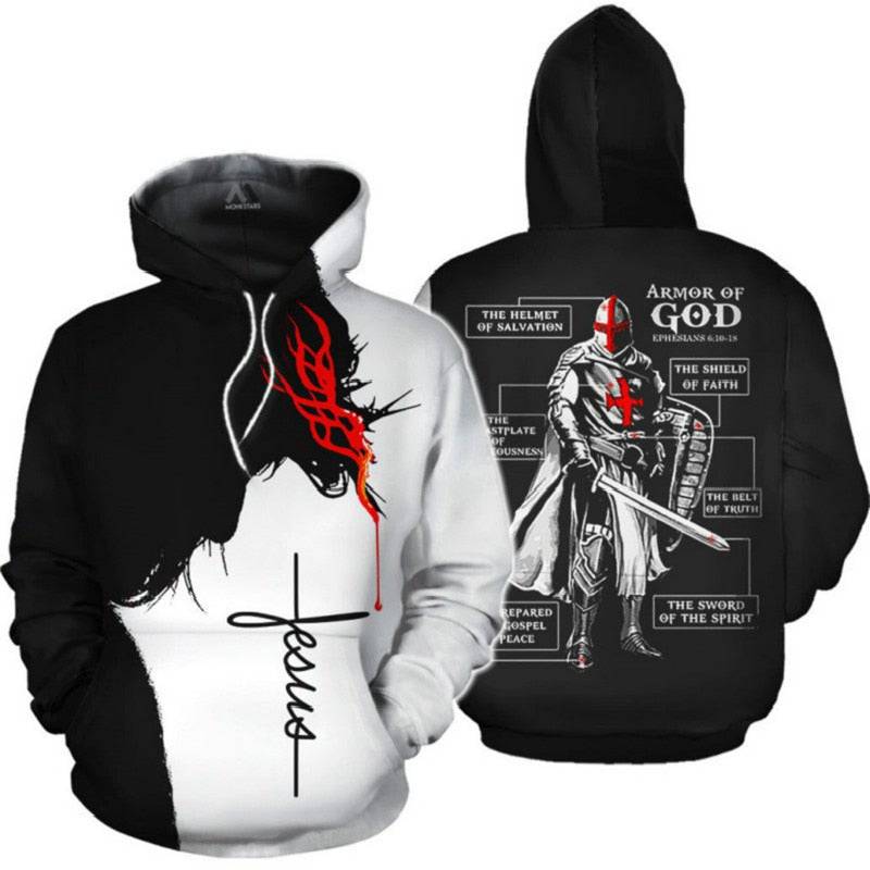 Knights Templar Commandery Hoodie -Black & White Design