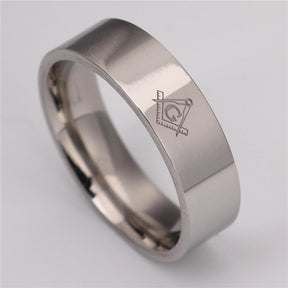 Master Mason Blue Lodge Ring - Square & Compass Straight Edge