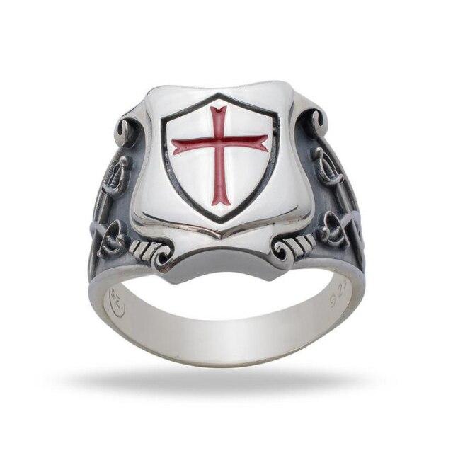 Knights Templar Commandery Ring - Red Cross Double Knife