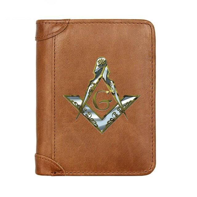 Master Mason Blue Lodge Wallet - Genuine Leather With Credit Card Holder Black/Brown/Coffee