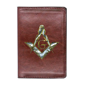 Master Mason Blue Lodge Wallet - PU Leather Passport & Credit Card Holder (Black/Brown)