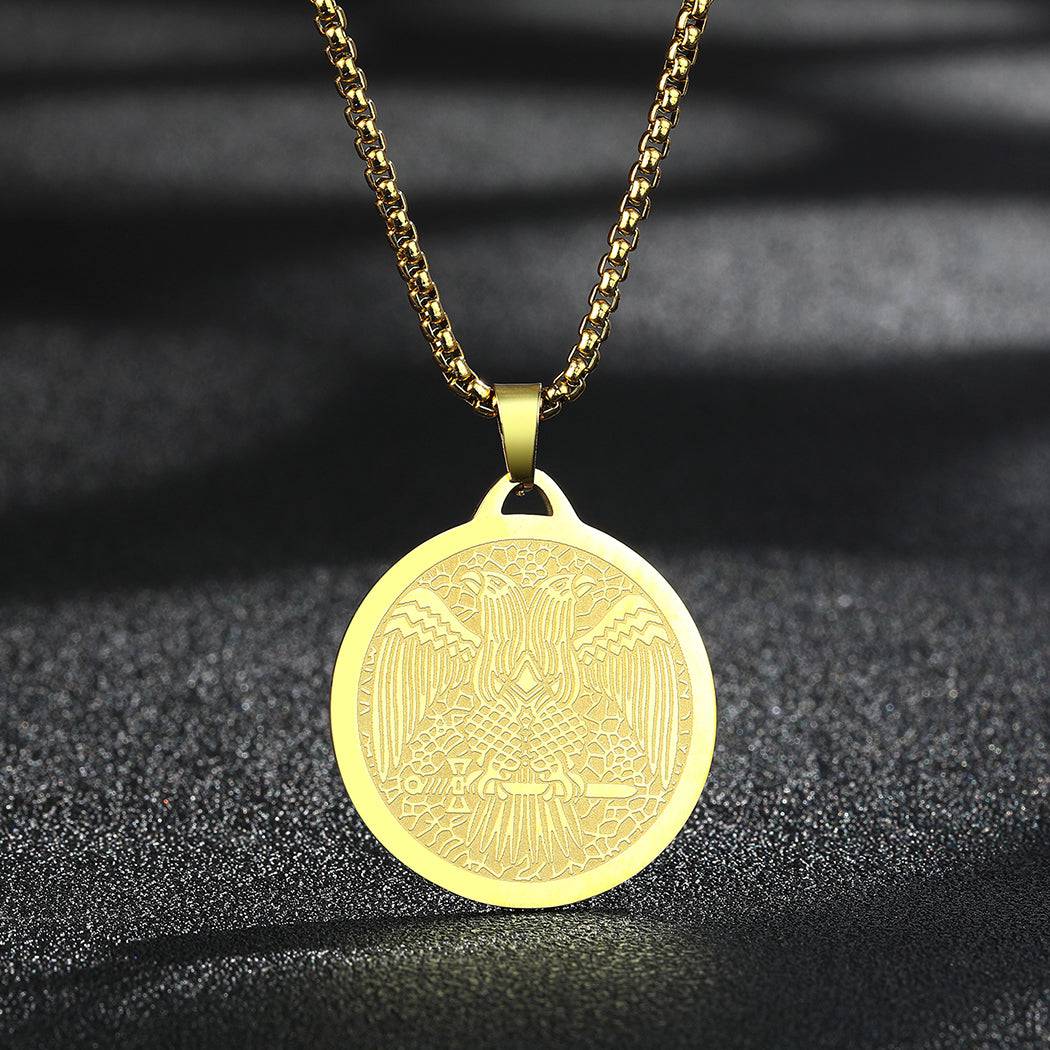 Scottish Rite Necklace - Wings Down Pendant (Gold & Silver)