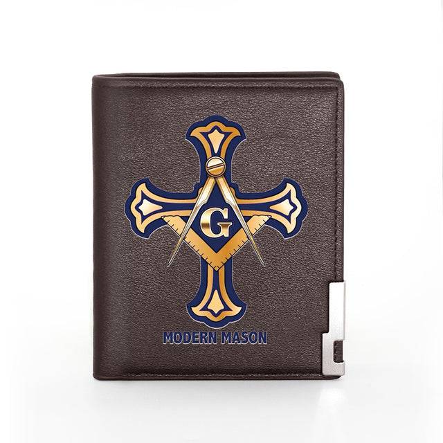 Master Mason Blue Lodge Wallet - Square and Compass G (Black & Brown)