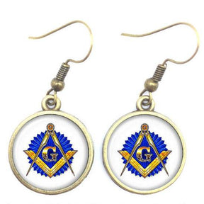 Master Mason Blue Lodge Earring - Square and Compass G