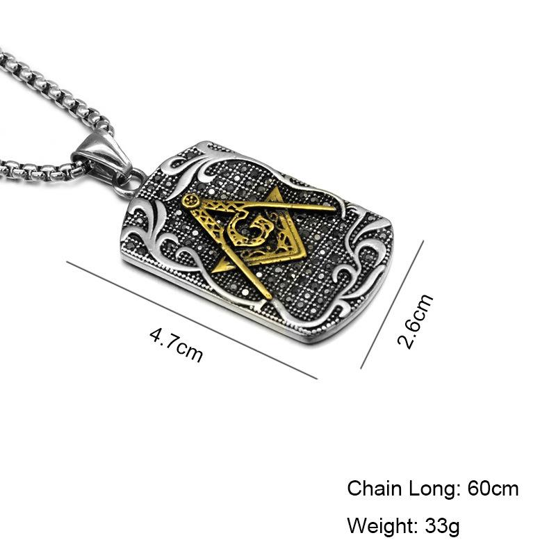 Master Mason Blue Lodge Necklace - Tag Motif [Gold & Silver]