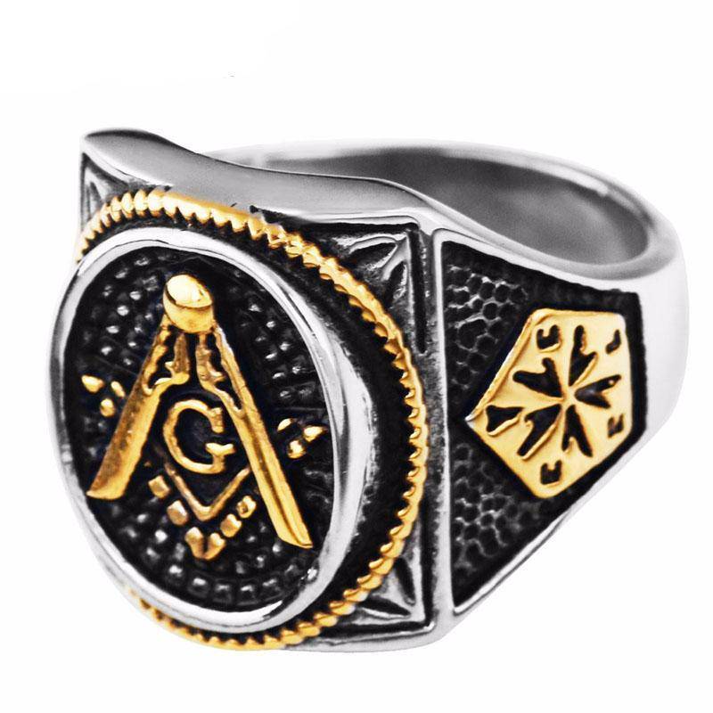 Master Mason Blue Lodge Ring - Square & Compass Signet [Multiple Colors]