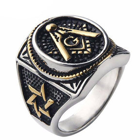 Master Mason Blue Lodge Ring - Square & Compass Signet [Multiple Colors]