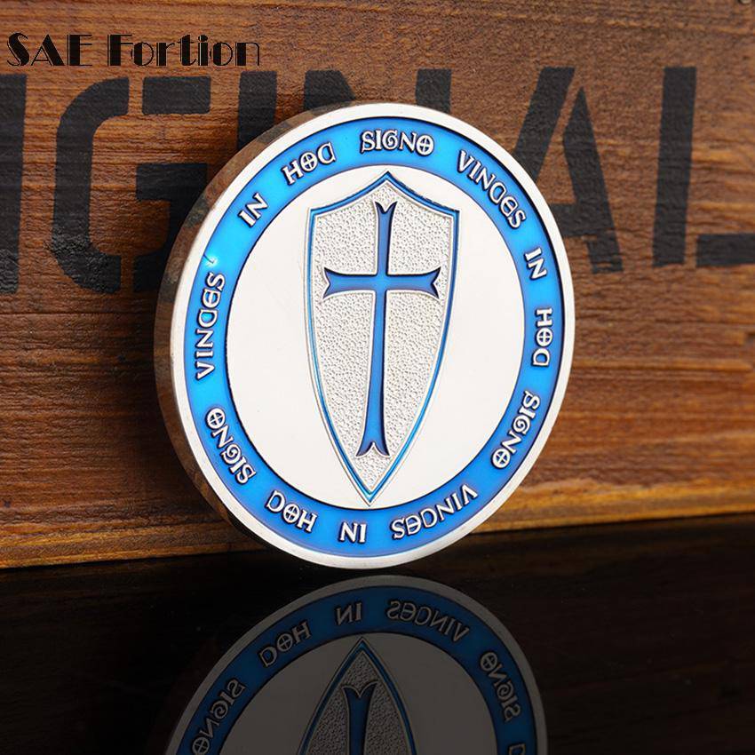 Knights Templar Commandery Coin - IN HOC SIGNO VINCES Light Blue