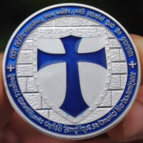 Knights Templar Commandery Coin - Wide Cross Shield Navy Blue