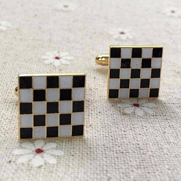 Masonic Cufflink - Black & White Checkered