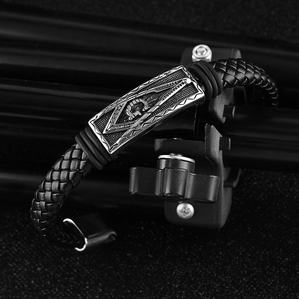 Master Mason Blue Lodge Bracelet - Leather Rope Chain