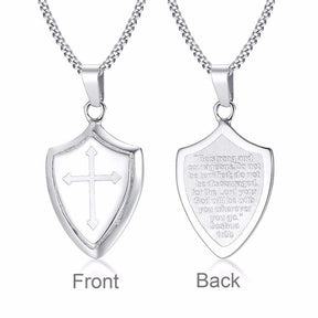 Knights Templar Commandery Necklace - Silver Armor Shield Cross