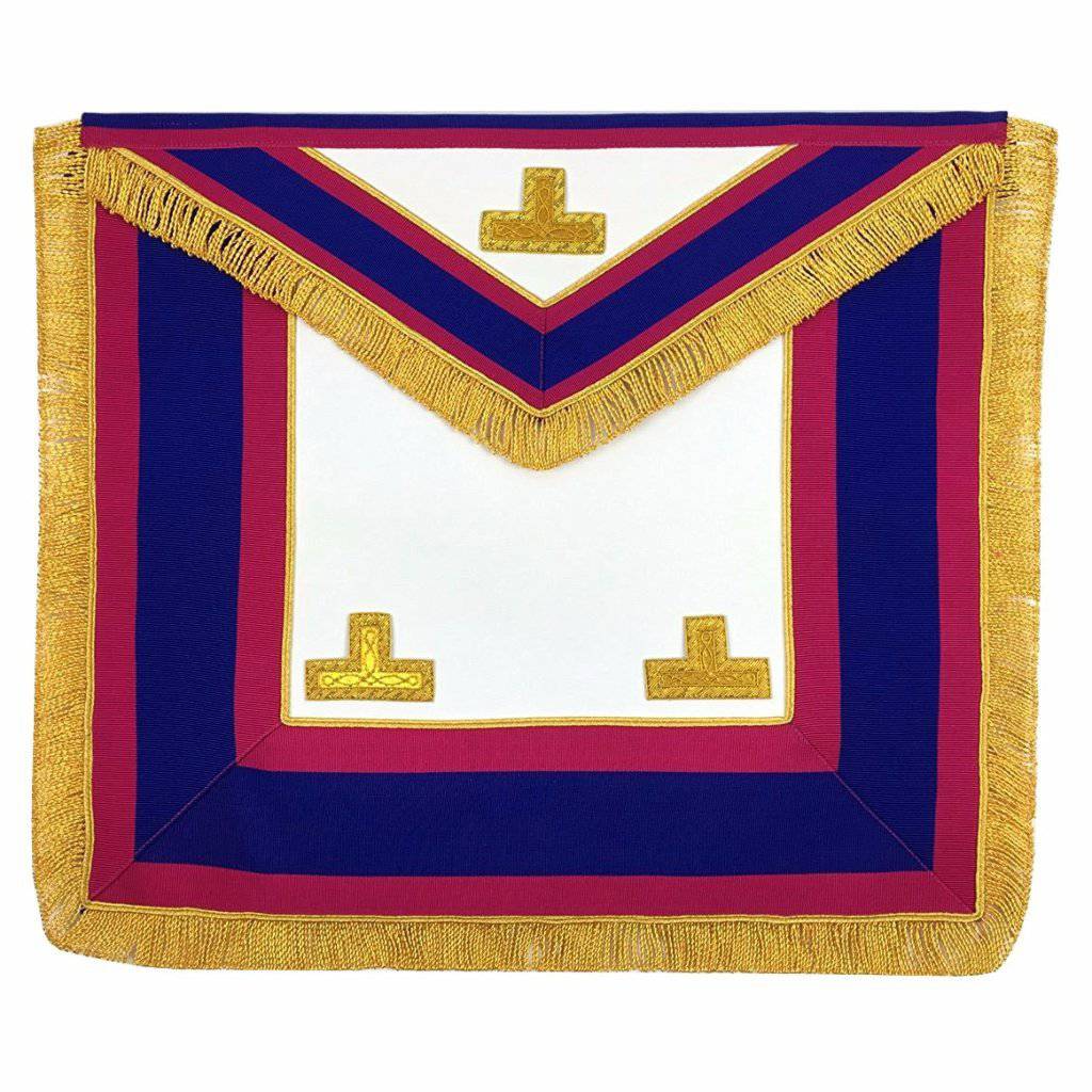 Provincial Mark English Regulation Apron - Pink & Blue with Gold Fringe - Bricks Masons