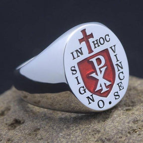 Red Cross of Constantine Ring - 925 Sterling Silver - Bricks Masons