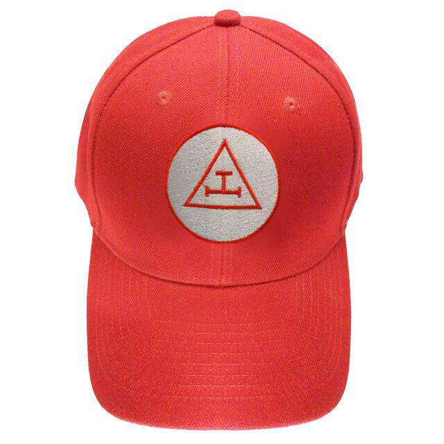 Royal Arch Chapter Baseball Cap - Red Cotton Triple Tau Insignia - Bricks Masons