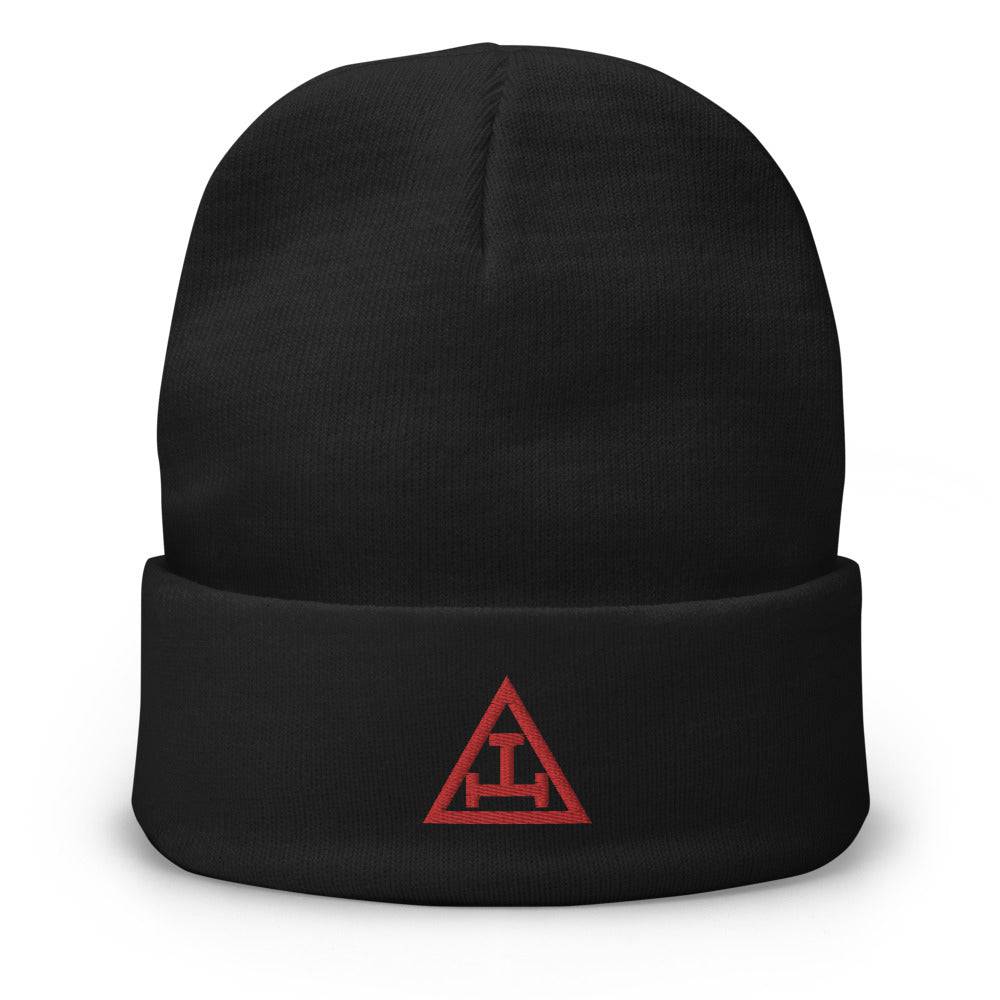 Royal Arch Chapter Beanie - Red Tripe Tau Embroidery - Bricks Masons