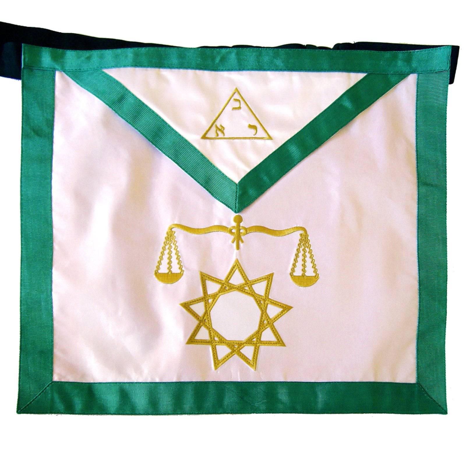 8th Degree Scottish Rite Apron - White with Green Borders