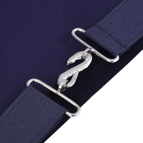 Senior Warden Blue Lodge Officer Apron - Kenton Lodge Navy Velvet With Silver Embroidery Thread - Bricks Masons