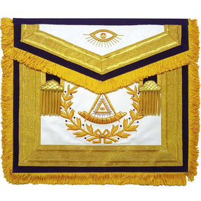 Past Master Blue Lodge Apron - Purple Velvet Gold Hand Embroidery