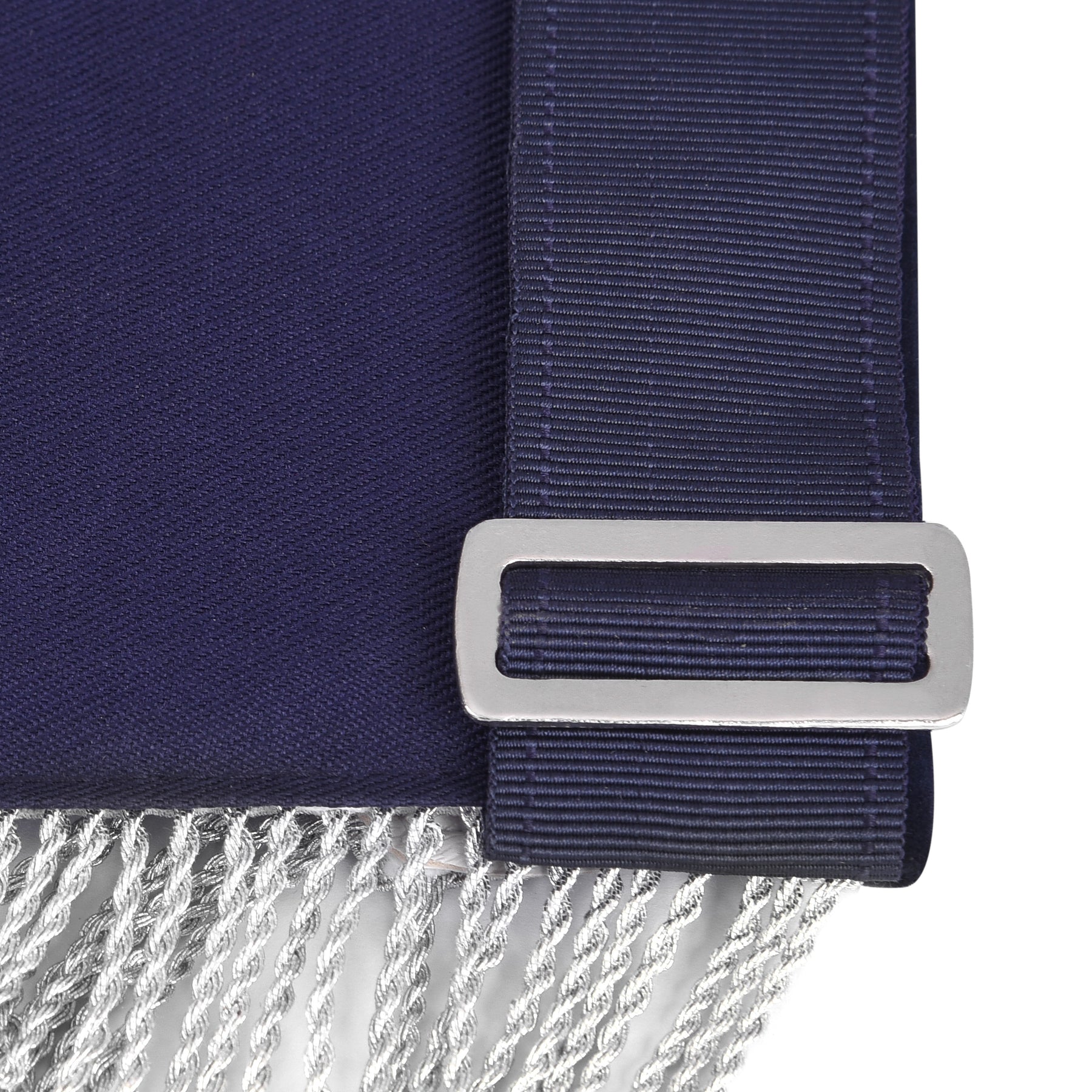 Treasurer Blue Lodge Officer Apron - Dark Blue With Silver Hand Embroidery Bullion - Bricks Masons