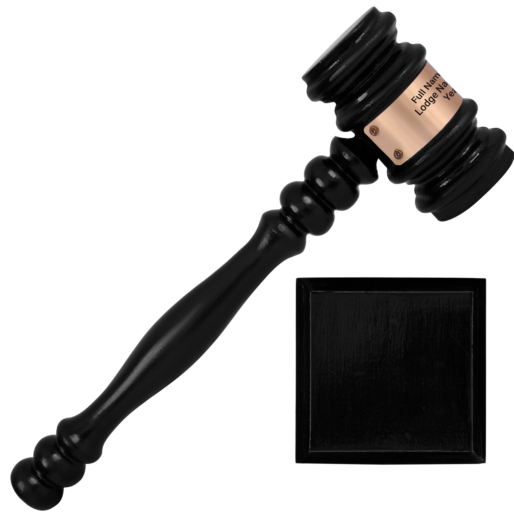 Universal Gavel - Black Handcrafted Wood Customization - Bricks Masons