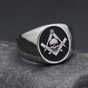 Widows Sons Ring - Skull and Bones 925 Sterling Silver - Bricks Masons