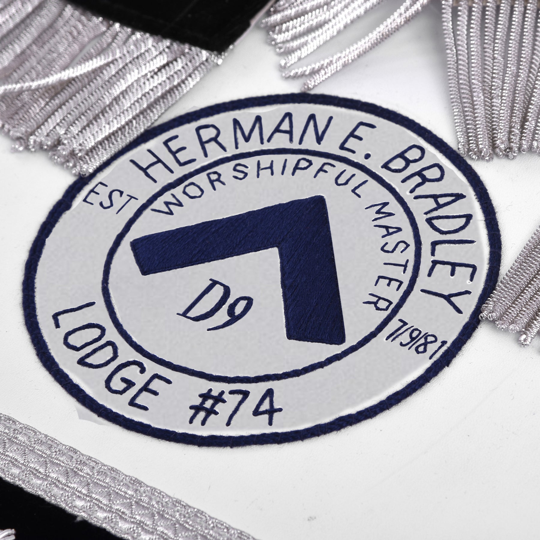 Worshipful Master Blue Lodge Apron - Blue Velvet With Silver Bullion & Fringe - Bricks Masons