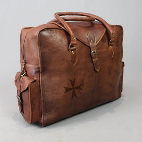 Order Of Malta Travel Bag - Genuine Brown Leather - Bricks Masons