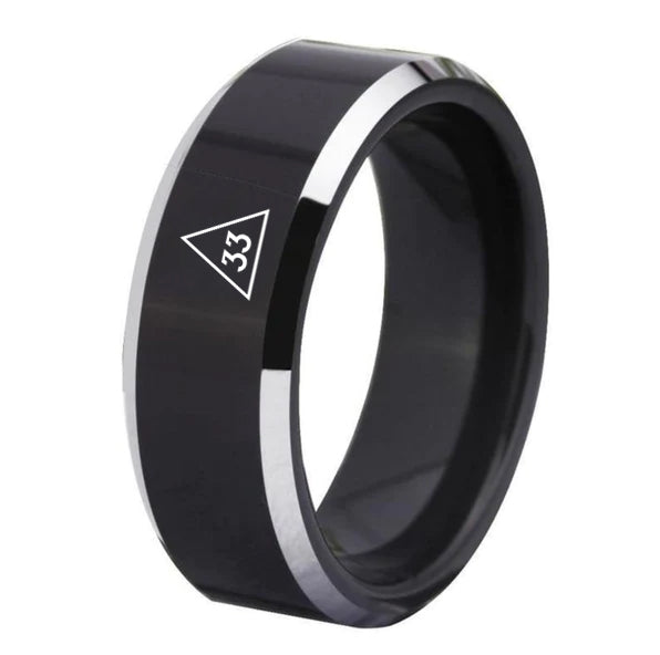 32nd Degree Scottish Rite Ring - Black Tungsten - Bricks Masons