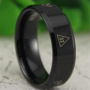 33rd Degree Scottish Rite Ring - Reverse Comfort Fit Tungsten - Bricks Masons