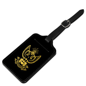 33rd Degree Scottish Rite Luggage Tag - Wings Up Black Leather - Bricks Masons