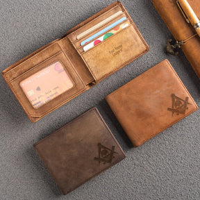 Handmade Leather Widows Sons Wallet - Light & Dark Brown - Bricks Masons