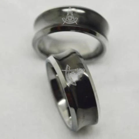 Past Master Blue Lodge California Regulation Ring - Black Concave Tungsten - Bricks Masons